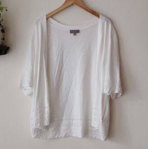 LAURA short sleeve cardigan,white, 2X